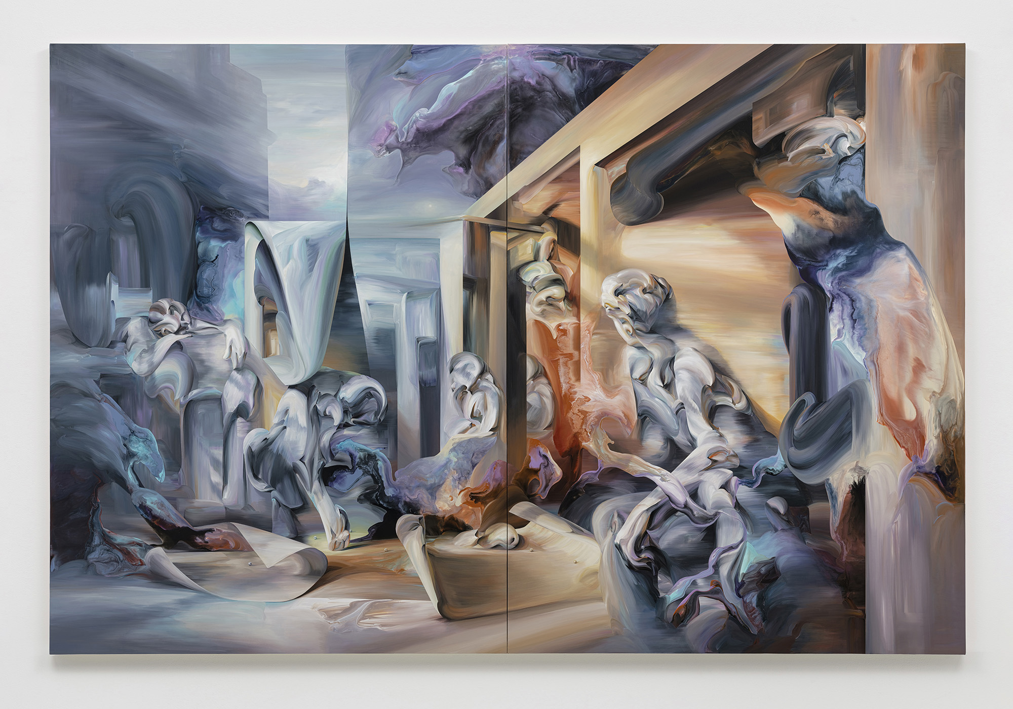 Huang Ko Wei, Tomorrow After Tomorrow, 2022, acrylic on canvas, diptych, each: 180 x 135 cm; 70 7/8 x 53 1/8 in; overall: 180 x 270 cm; 70 7/8 x 106 1/4 in.