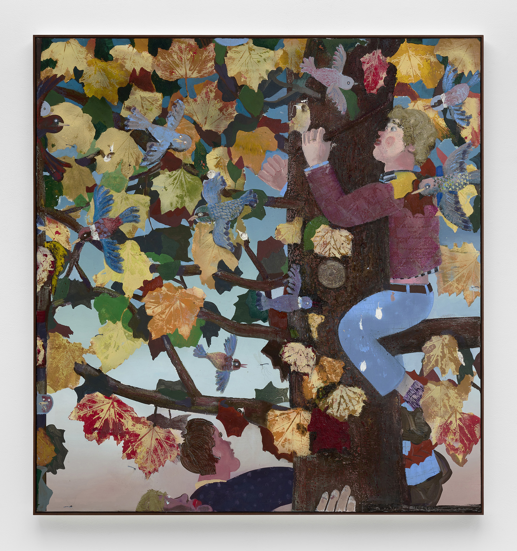 Pieter Jennes, bomen maken hun eigen kleur, 2023, oil and collage on canvas, 160 x 150 cm, 63 x 59 in.