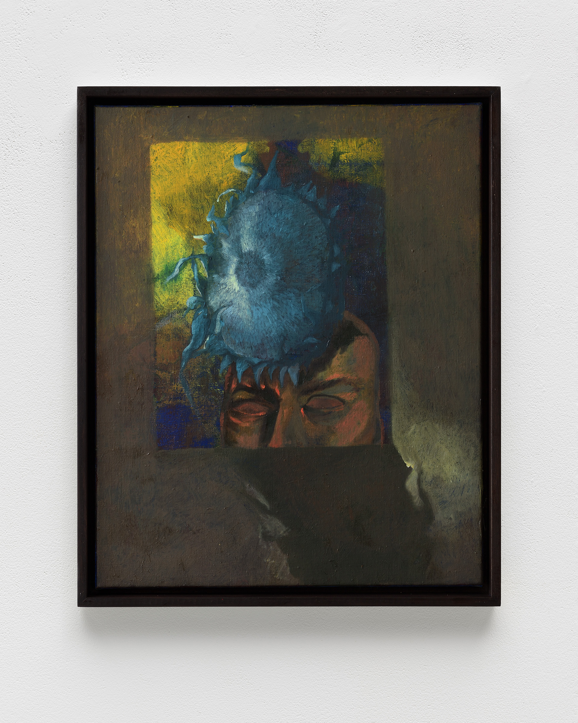 Alessandro Fogo, Sunflower mask, 2023, oil on linen, 50 x 40 cm, 19 3/4 x 15 3/4 in.