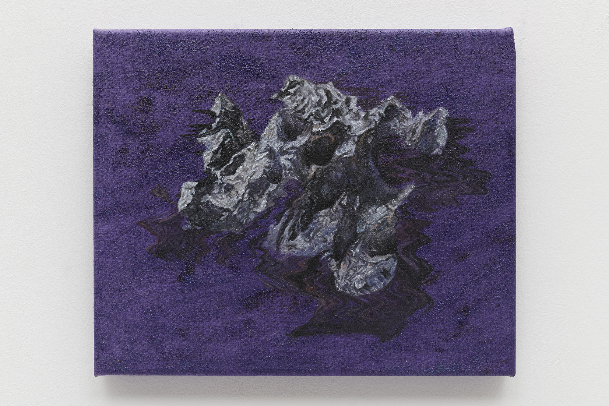 Michael Ho, Purple Currents, Hollowed Stone, 2023, Oil and acrylic on canvas, 25 x 30 cm, 9 7/8 x 11 3/4 in.
