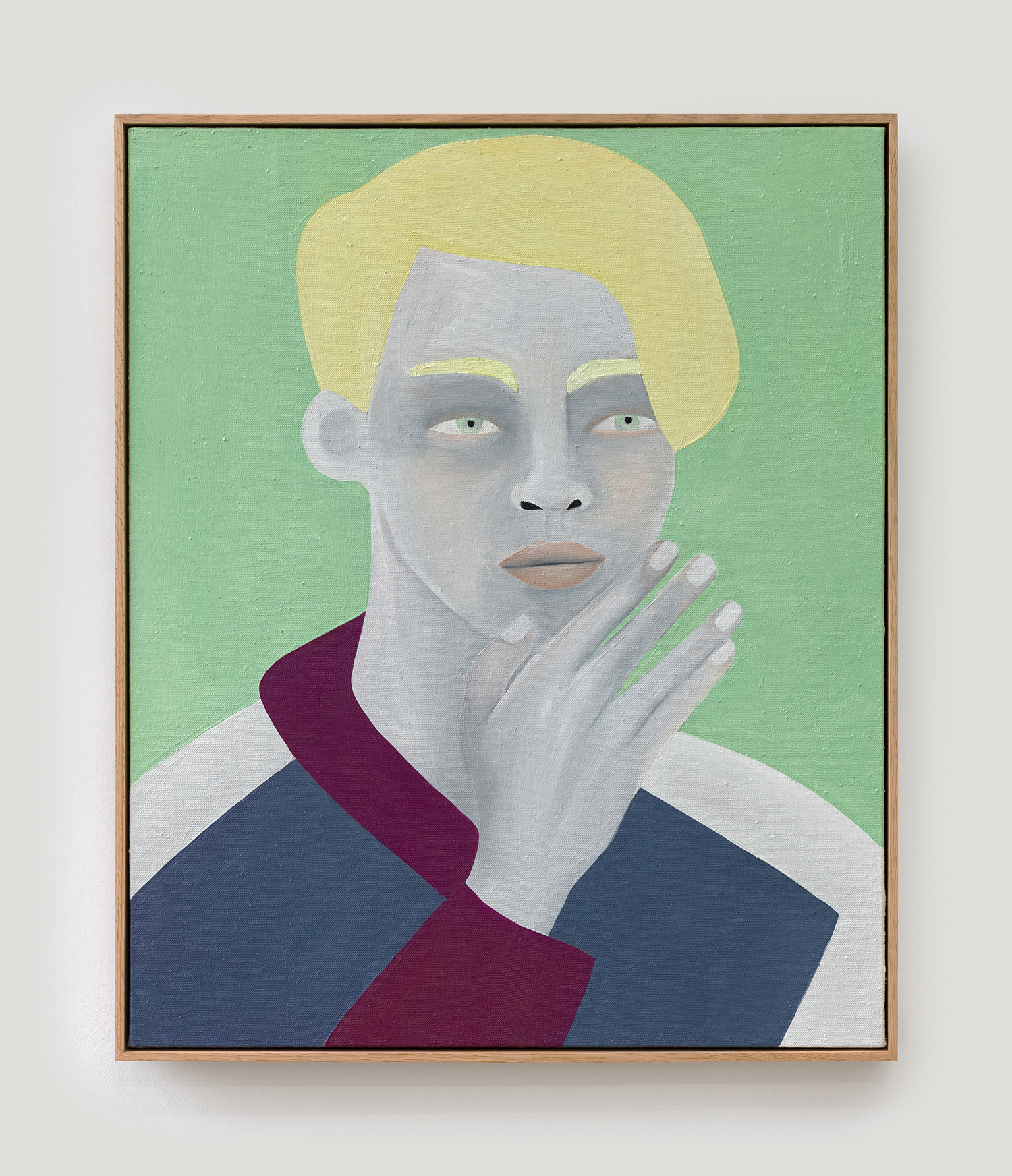 Rebecca Brodskis, Looking at Him, 2022, oil on linen, 73 x 60 cm, 28 3/4 x 34 5/8 in