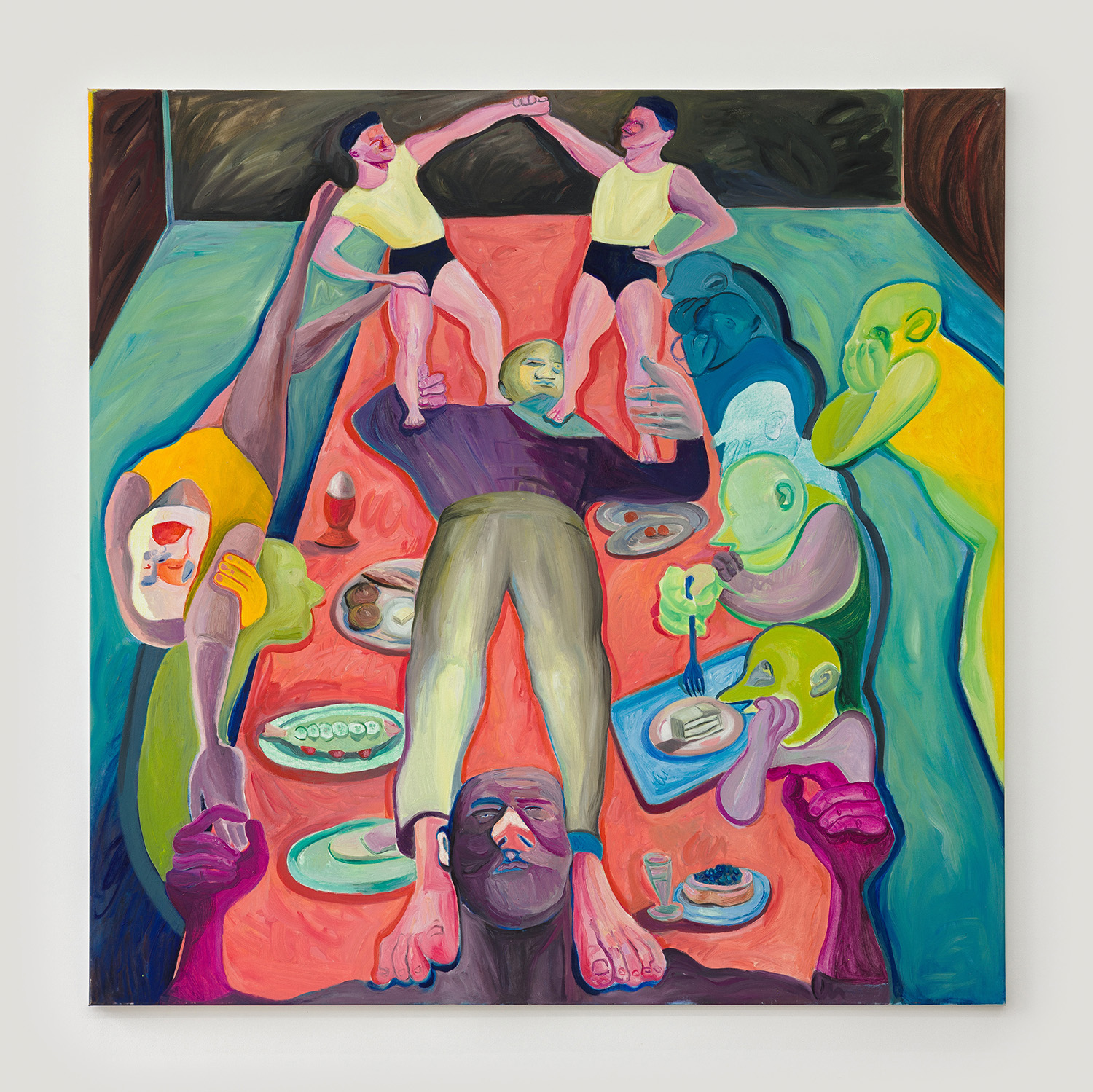Alina Sokolova, Feasts Table, 2021, oil on canvas, 155 x 155 cm, 61 x 61 in