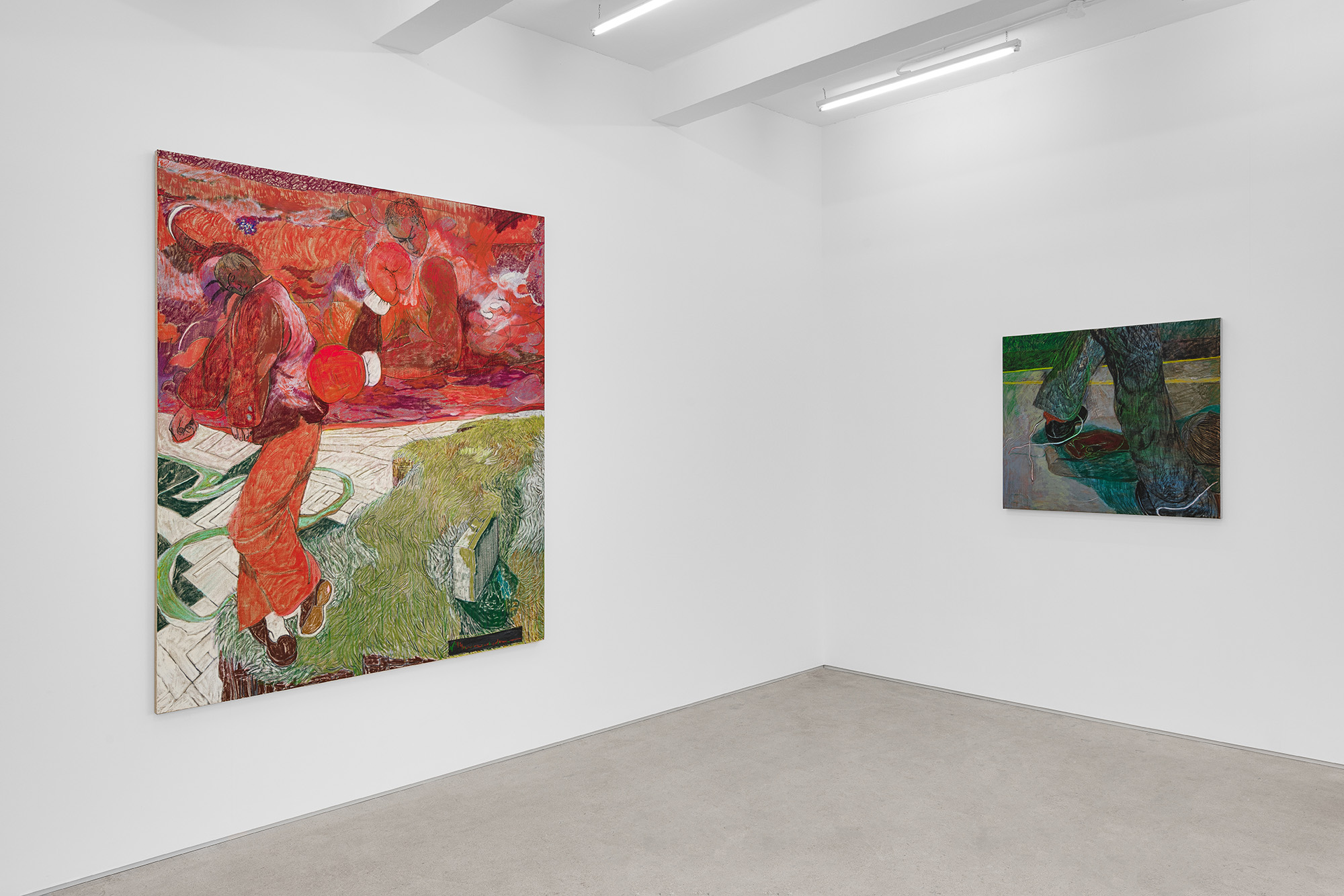 Installation view of group exhibition, Vacation II, at Gallery Vacancy, featuring works by Henry Curchod.